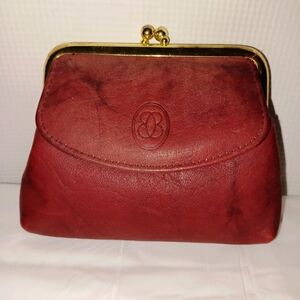 Vintage Buxton Elegant Maroon Red Cowhide Leather Kisslock Coin Change  Purse